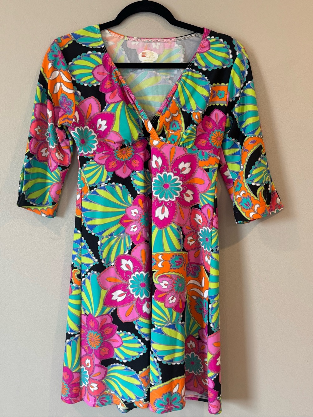 Retro 60s Mod Shift Dress Novelty Print Summer Size Small